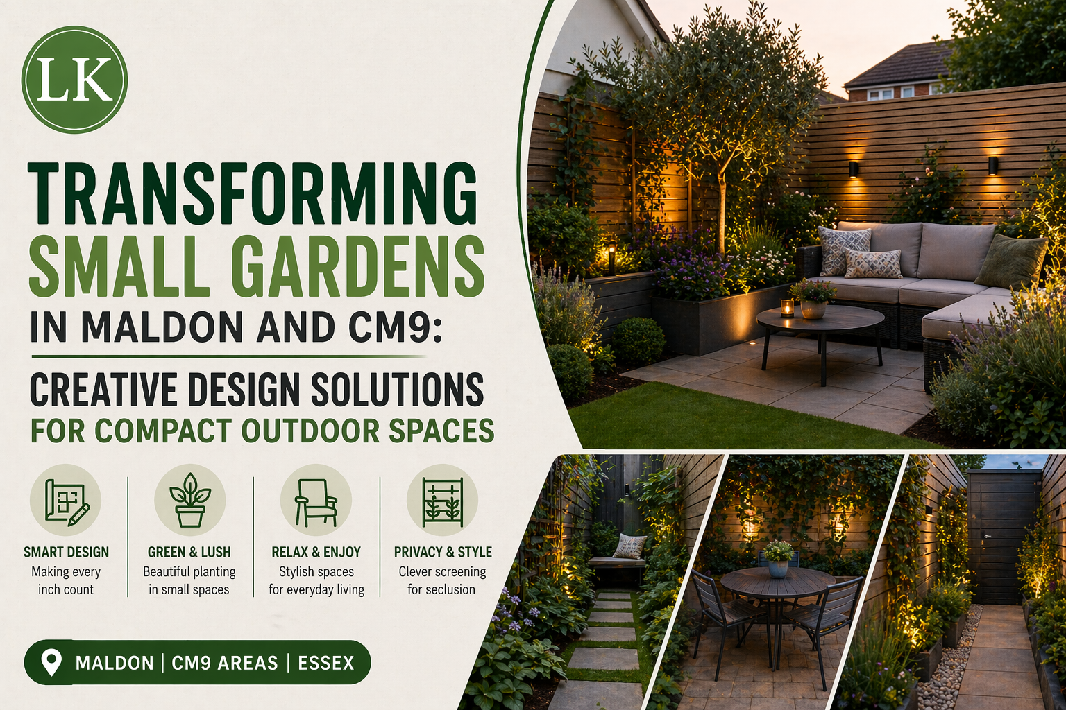 Transforming Small Gardens in Maldon and CM9: Creative Design Solutions for Compact Outdoor Spaces