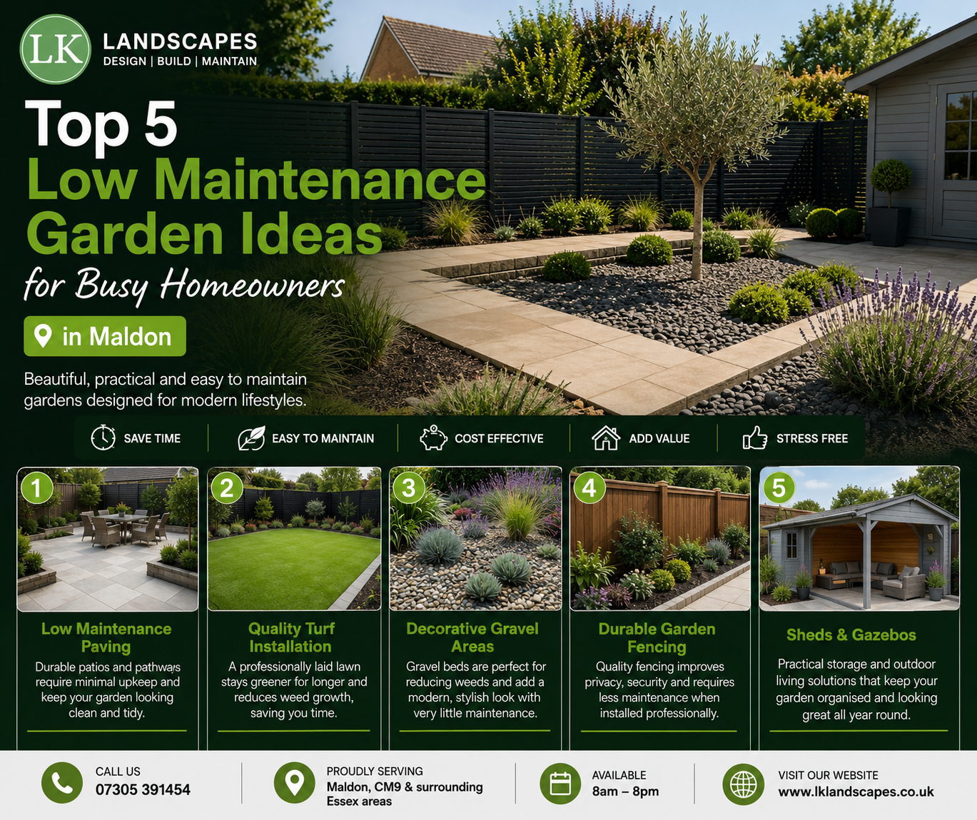 Top 5 Low Maintenance Garden Ideas for Busy Homeowners in Maldon