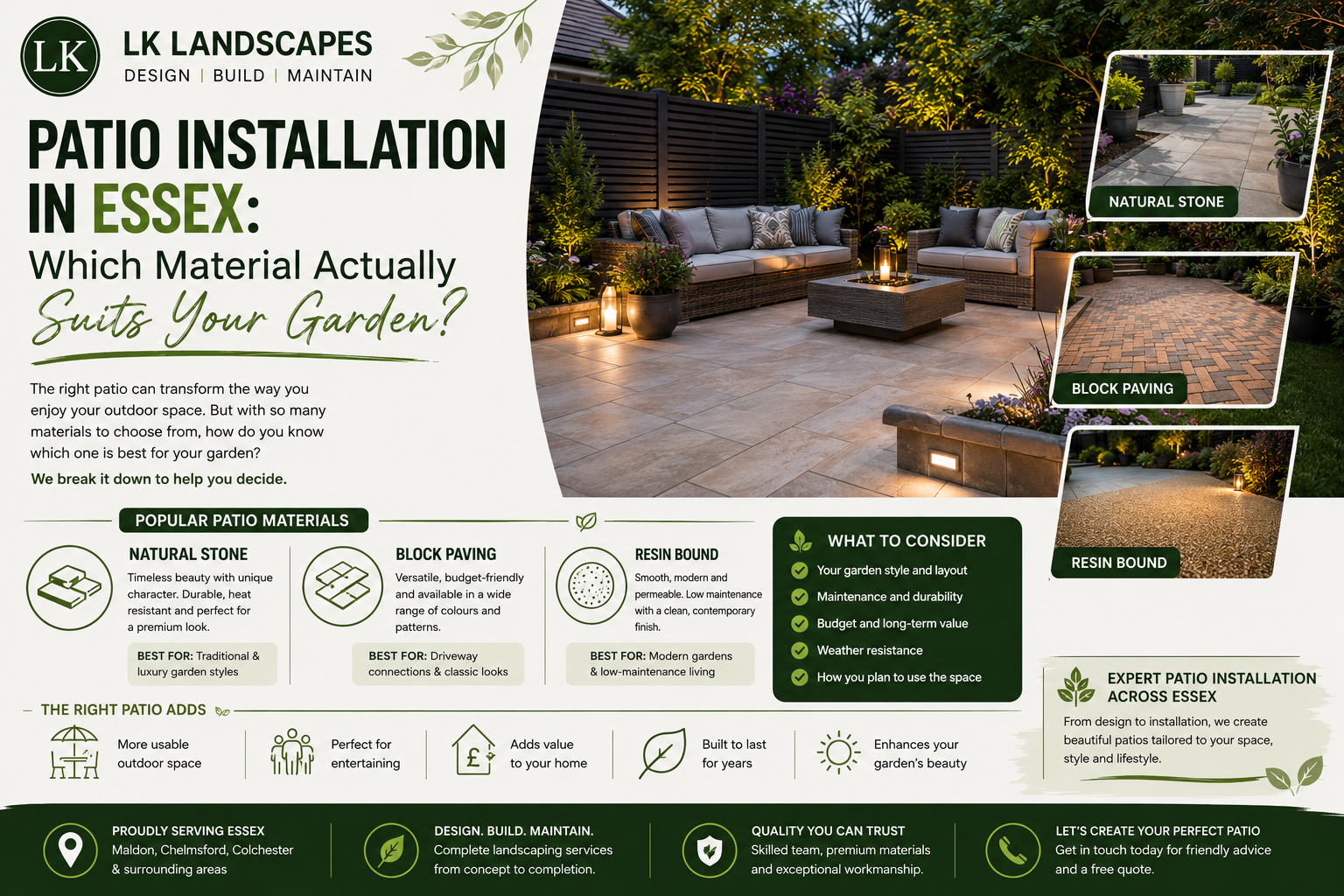 Patio Installation in Essex: Which Material Actually Suits Your Garden?